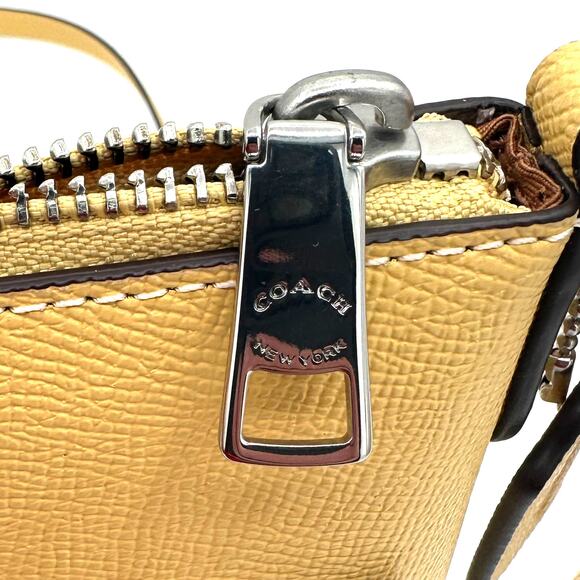 Coach Mini Rowan File Bag Crossbody Purse in Retro Yellow Leather CE871 - Picture 4 of 6